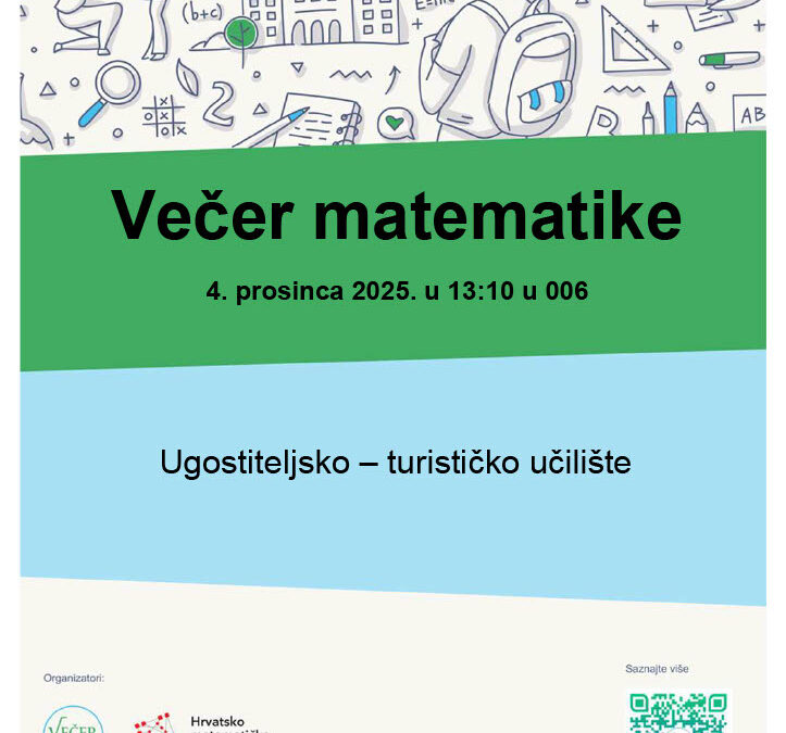 Večer matematike ove godine u našoj se školi održava 4. prosinca