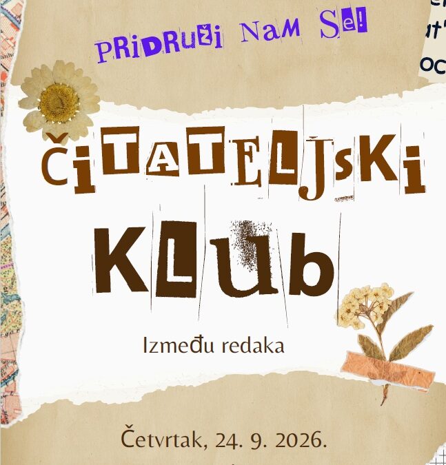 Čitateljski klub “Između redaka” poziva vas na druženje